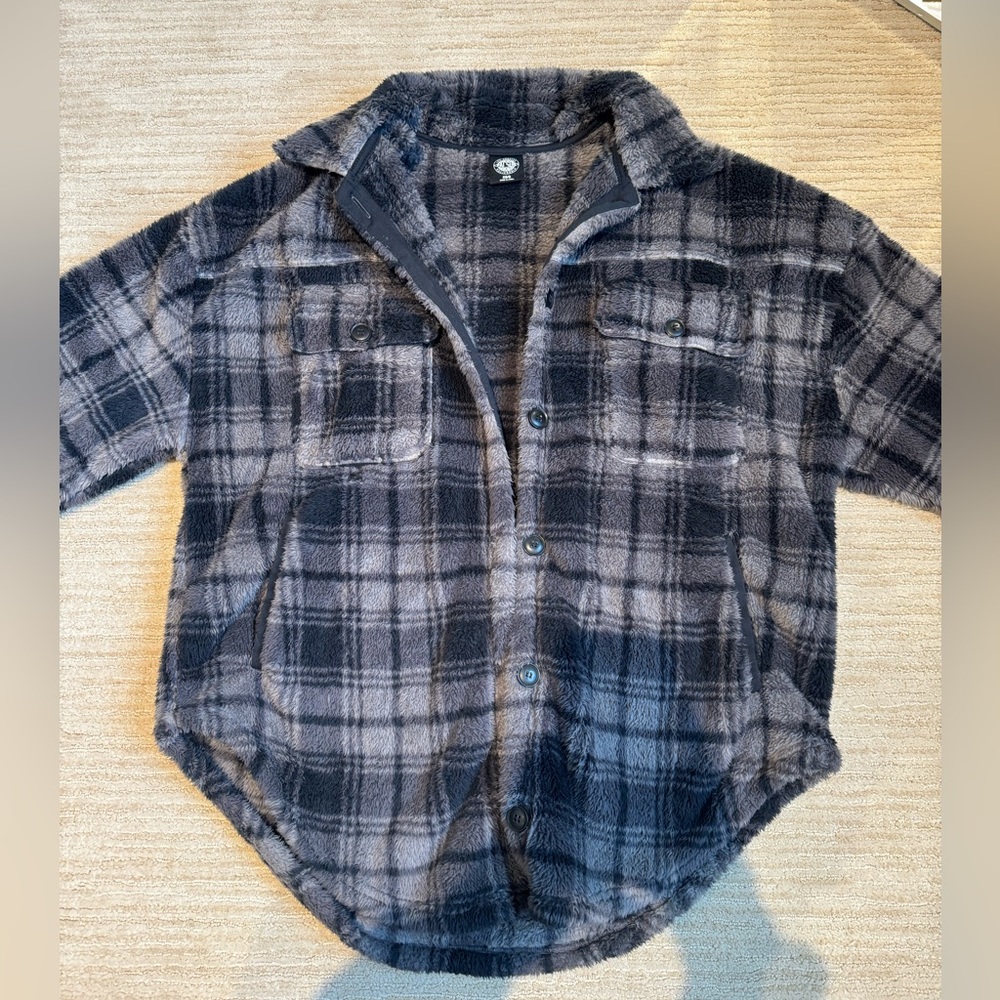 Pacsun blueish-grey, fluffy flannel jacket (XS/S)